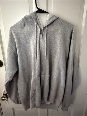Hanes Men's Light Gray Full-Zip Hooded Sweatshirt